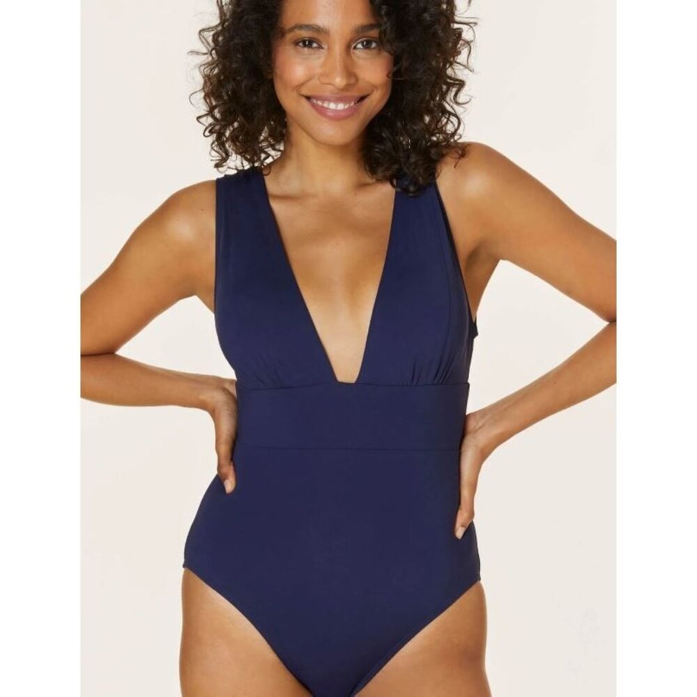 Andie Swim The Mykonos One Piece Swimsuit Navy Blue Size Small